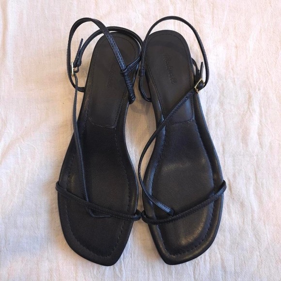 Madewell The Maycie Asymmetric T-Strap Sandal (Retail $118) Black/ Size 9/ NU746